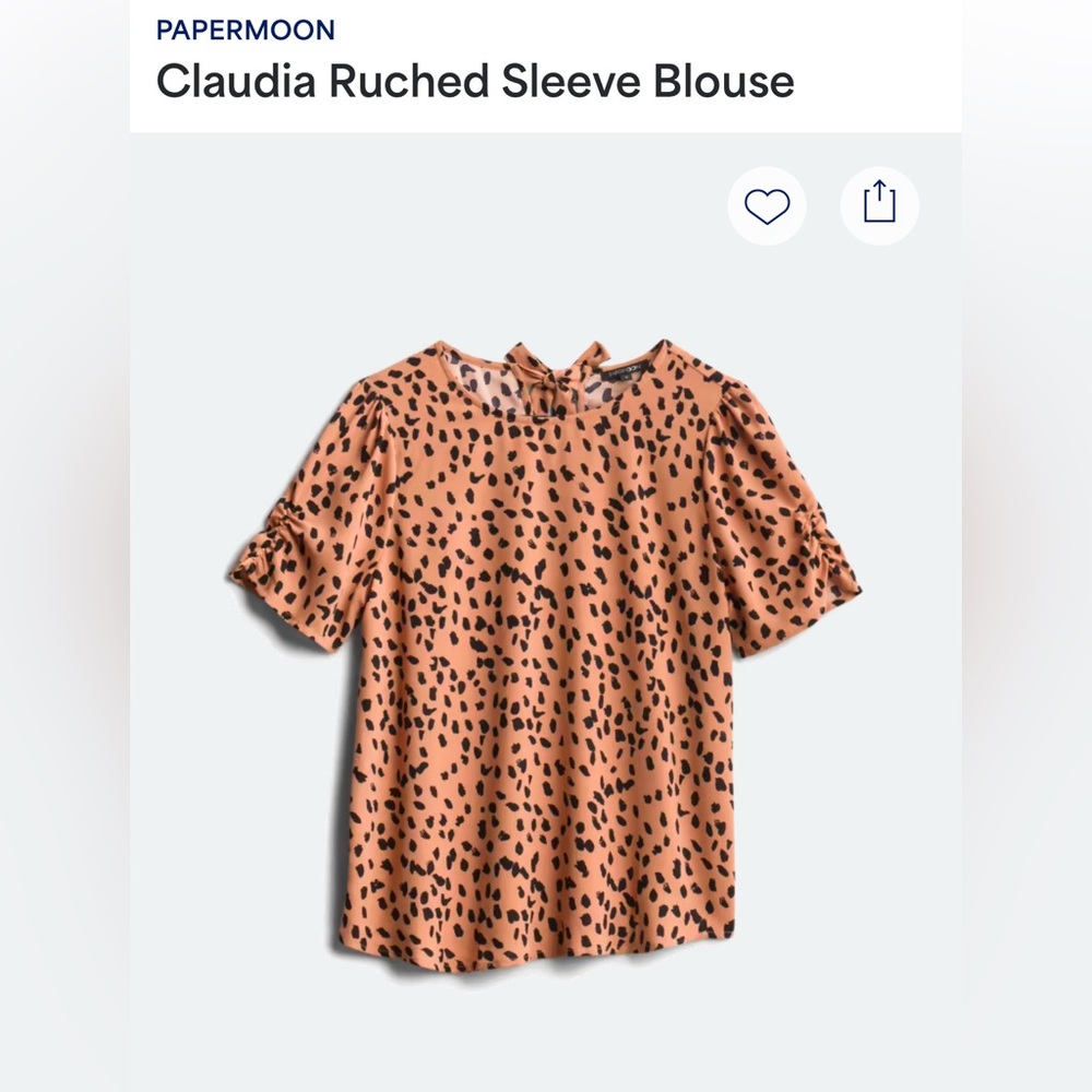 Papermoon Claudia Ruched Sleeve Blouse - Tan and Black